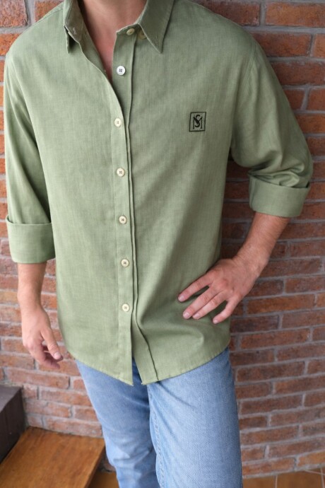 Linen Shirt for Men Verde Musgo