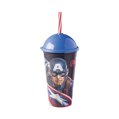 Vaso Plástico Milkshake con Pajita 500 ml Capitán América y Capitana Marvel U
