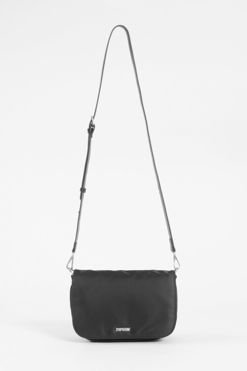 Bandolera con tapa de tela negro