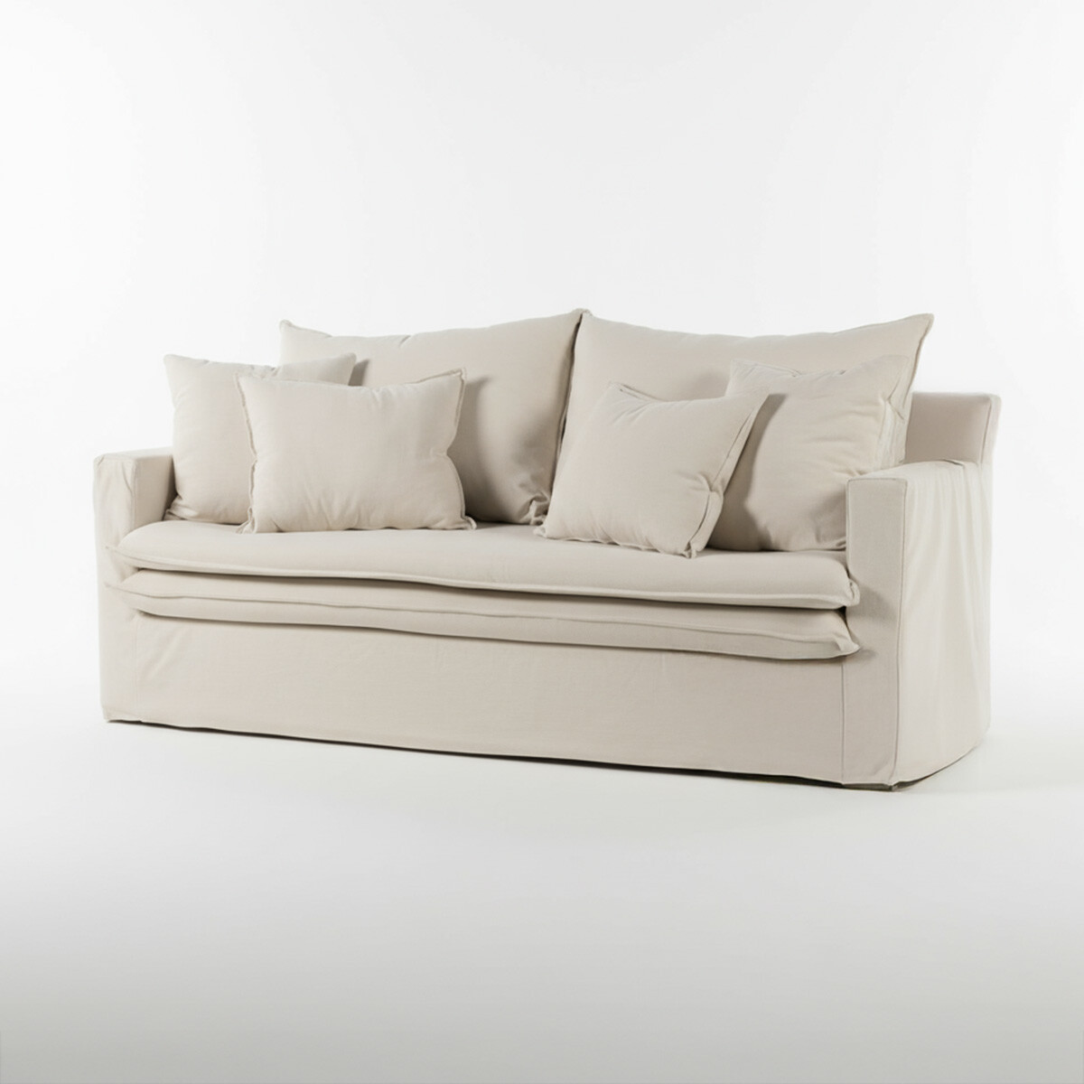 Sofá Gin con Funda - Tela Rústica - 2,5 cuerpos - TD5260-1635 (Beige) 