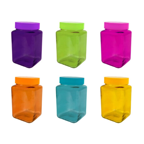 Frasco de vidrio cuadrado Herevin de colores 1.5L Frasco de vidrio cuadrado Herevin de colores 1.5L