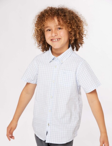CAMISA A CUADROS Celeste