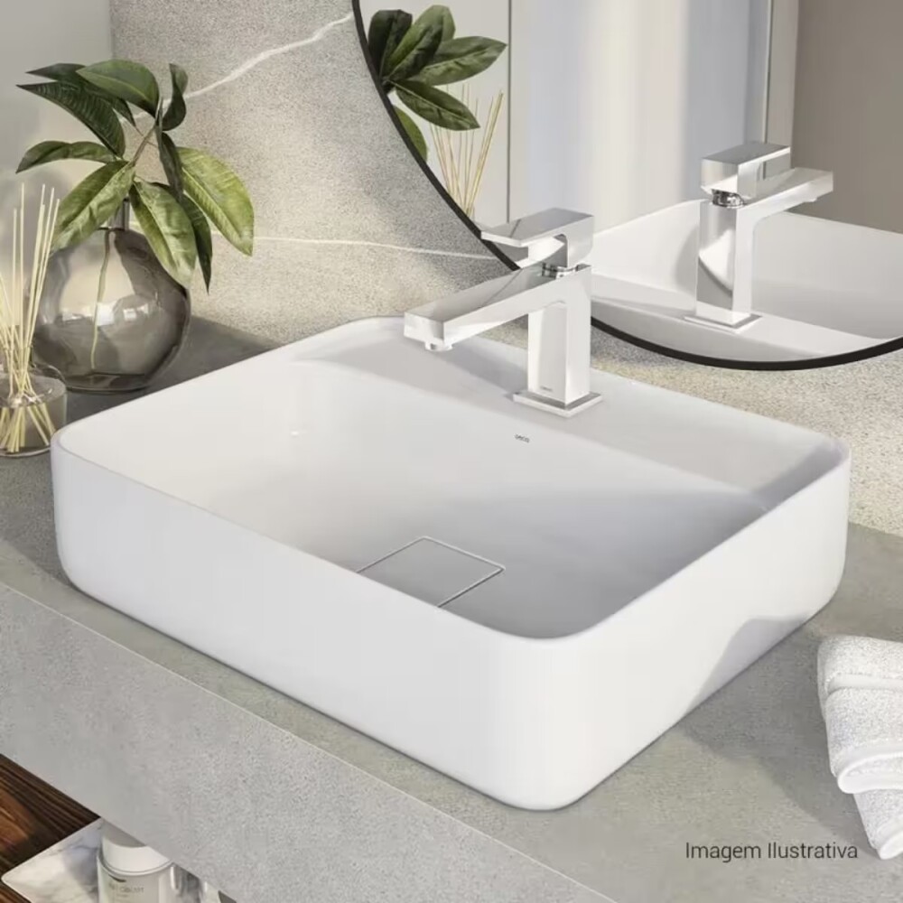 Bacha de apoyo rectangular 50x40 cm c/mesa blanco Deca Bacha De Apoyo Rectangular 50x40 Cm C/mesa Blanco Deca