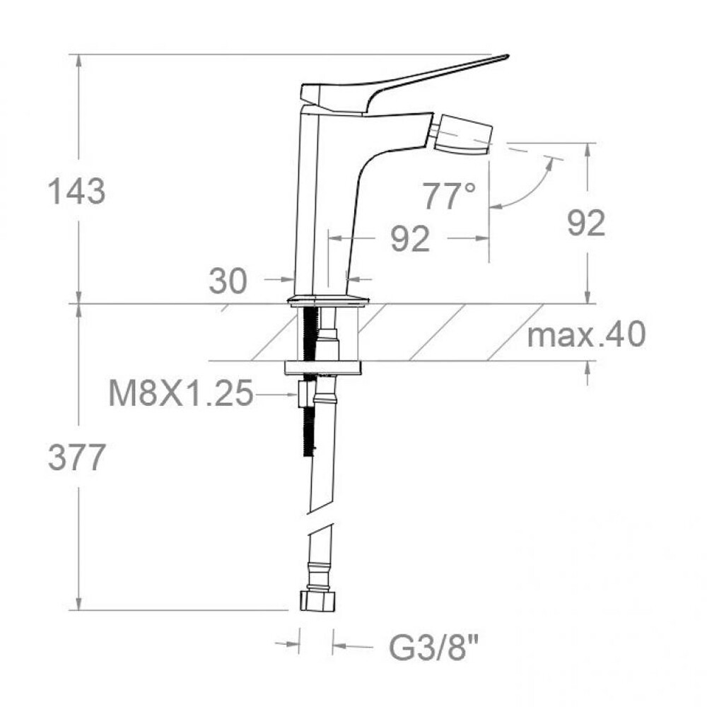 GRIFERIA DE BIDET MONOCOMANDO MODELO PRISMA - COLOR GRAFITO RAMON SOLER Griferia De Bidet Monocomando Modelo Prisma - Color Grafito Ramon Soler
