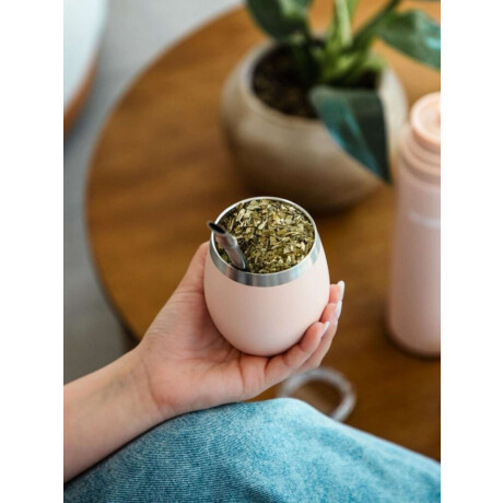 Mate Acero Inox. Con Tapa Rosado