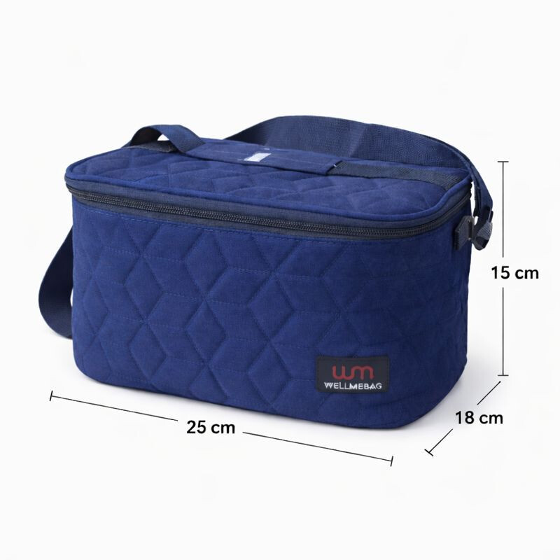 Lunchera Térmica Impermeable con Correa Ajustable Modelo Cuadrado Azul