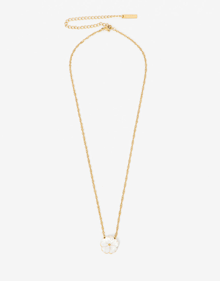 Cadena Corta con Dije Piedra Cadena Acero Con Dije Nácar - Dorado