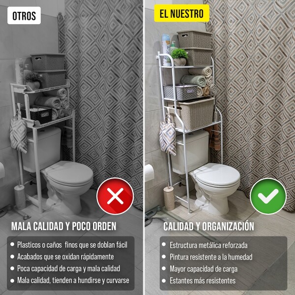 Estantes Armario Mueble Organizador Baño Inodoro Metal Acero Imback Color Blanco Estantes Armario Mueble Organizador Baño Inodoro Metal Acero Imback Color Blanco