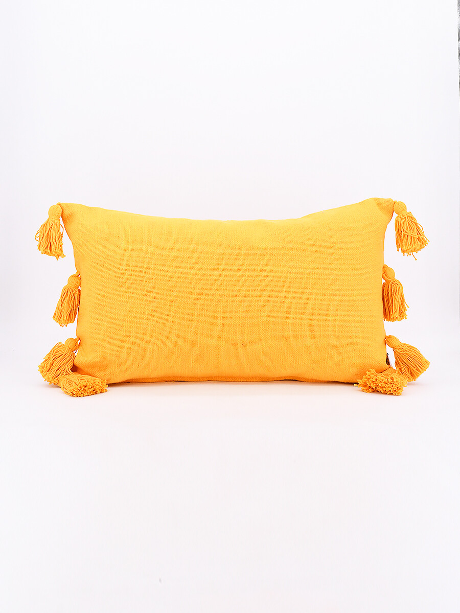 FUNDA DE ALMOHADON BORLAS - MOSTAZA 