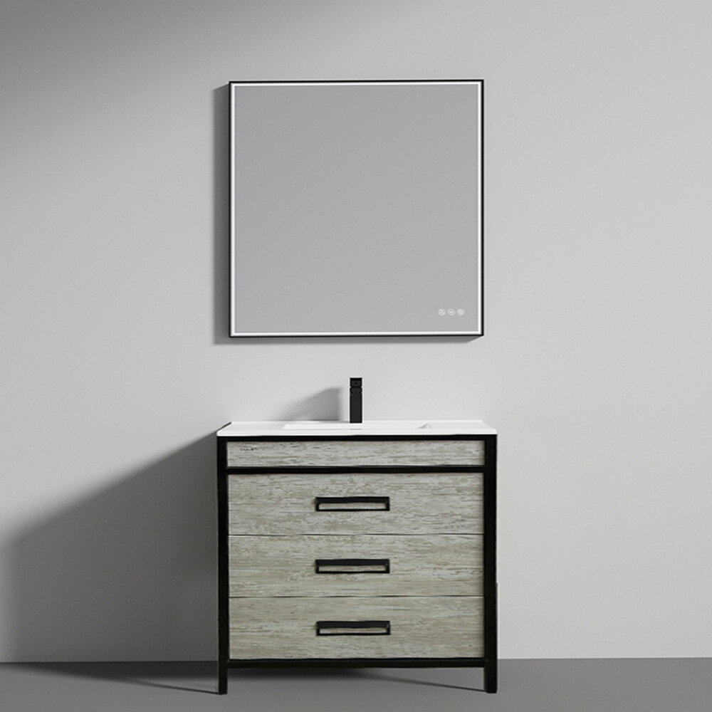 MUEBLE DE BAÑO VANITY MARRÓN CON BACHA BLANCA Mueble De Baño Vanity Marrón Con Bacha Blanca