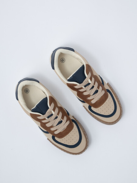 Zapatilla cordones colores Beige