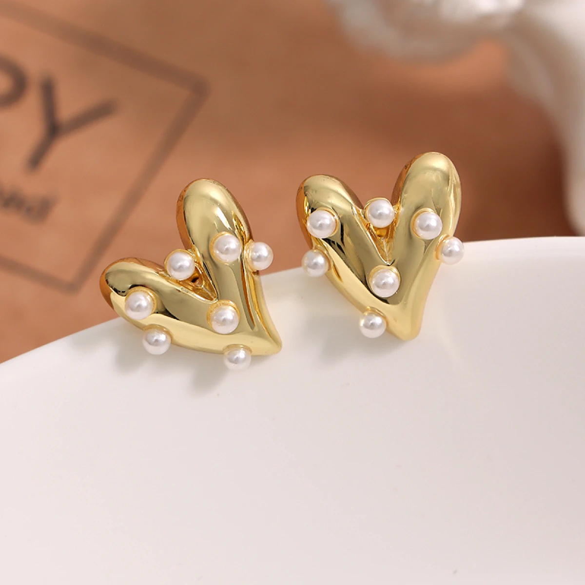 Pendientes Corazón Perlitas 