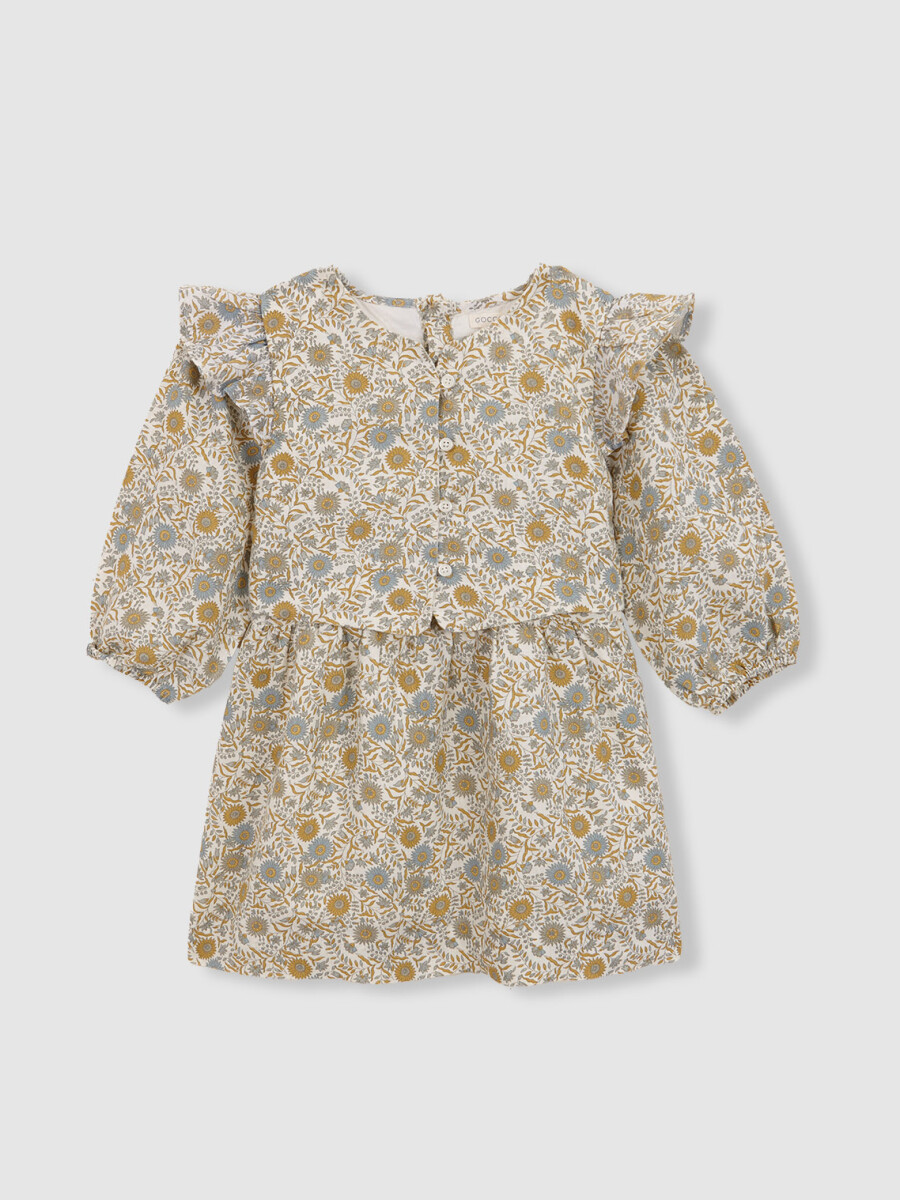 Vestido Lino Estampado Blanco