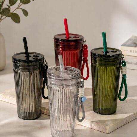 Vaso acrílico con sorbito y colgante flor 750ml Transparente