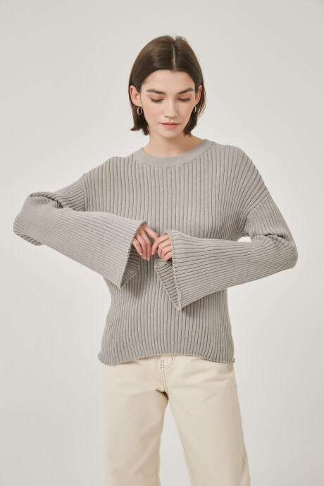Sweater Lotus Gris Melange Medio