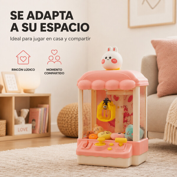Máquina Infantil Grúa Agarra Juguetes Peluches Con Sonido Variante Color Rosa