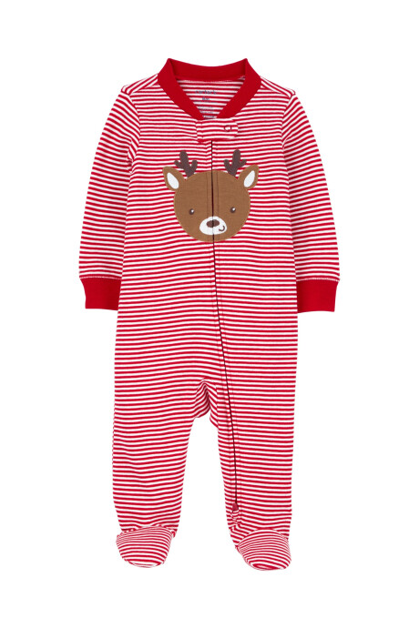 Pijama uno pieza de algodón, con pie, diseño reno Sin color