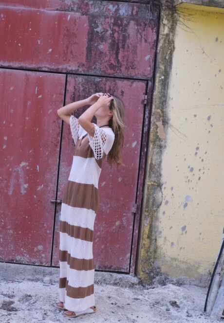 Vestido Cassis SS26 Stripes latte & natural