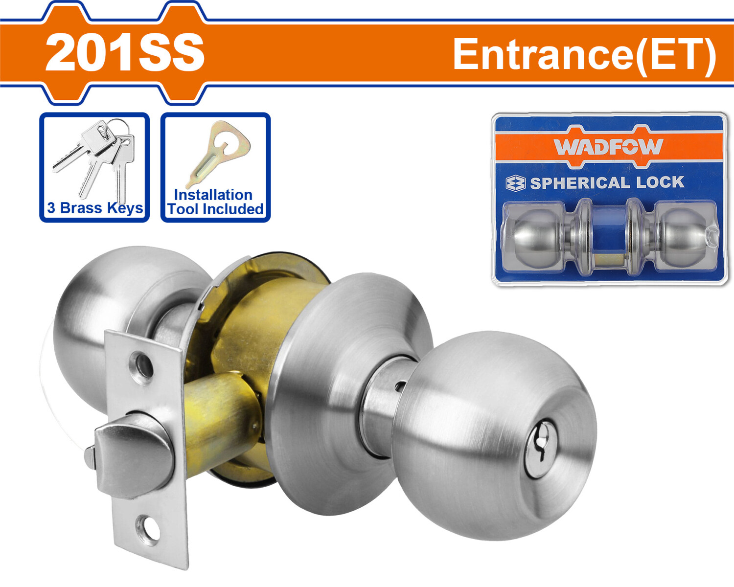 CERRADURA POMO CON 3 LLAVES WADFOW WQH1501 