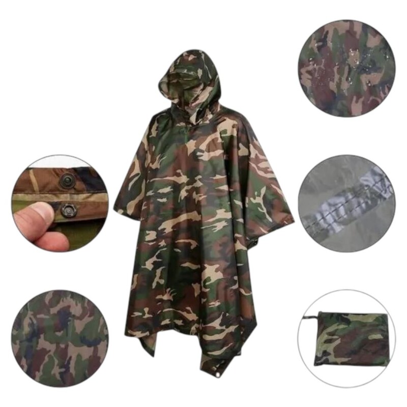 Poncho 2 En 1 Impermeable En Pvc Camuflado Poncho 2 En 1 Impermeable En Pvc Camuflado