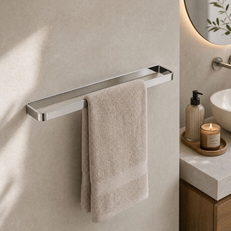 TOALLERO RECTANGULAR METAL LATON CROMADO BRILLO 60CM CROMO