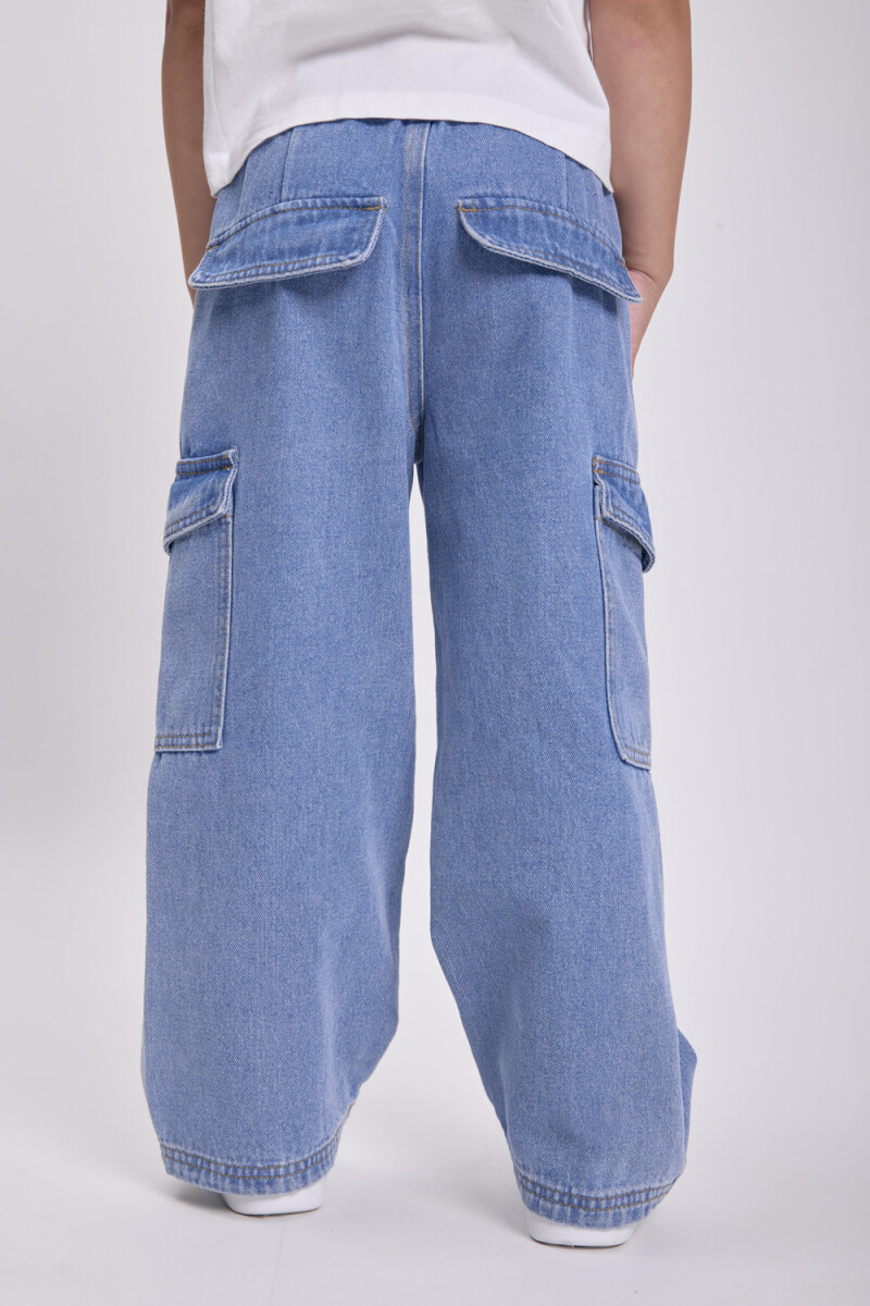 Pantalón jean cargo Azul Medio