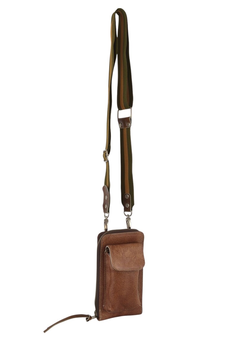 Porta celular con monedero y tarjetero interior Marron