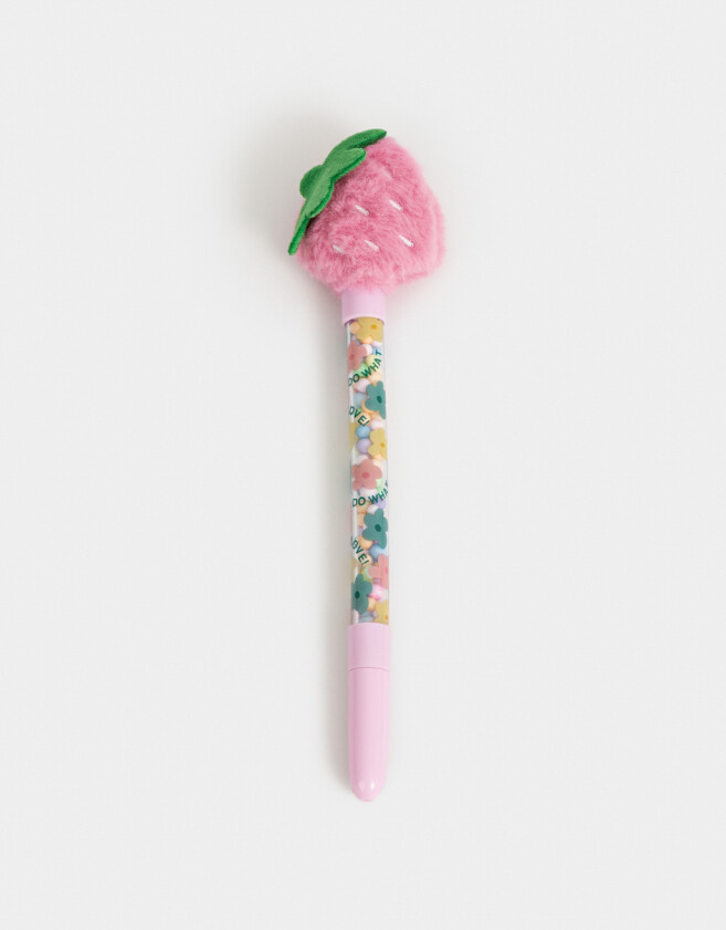 Lapices y Lapiceras Peluche Lapicera Con Frutillita "berry" - Rosa Claro