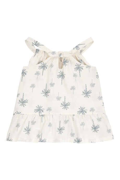 Set dos piezas de algodón, short y blusa sin mangas, diseño palmas Set dos piezas de algodón, short y blusa sin mangas, diseño palmas