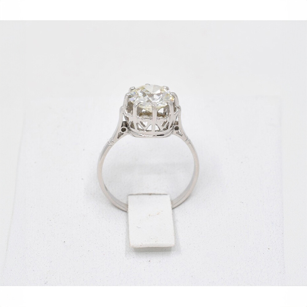 Anillo Solitario Antiguo En Platino Y Oro 18K Blanco Con Brillante 2.16 Ct Anillo Solitario Antiguo En Platino Y Oro 18K Blanco Con Brillante 2.16 Ct