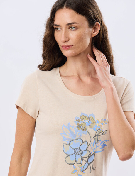REMERA ESTAMPADA DE ALGODÓN Beige