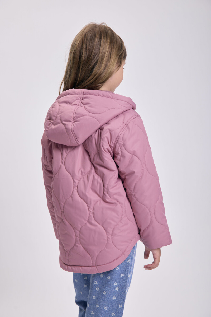Campera capitoneada capucha Rosa