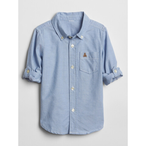 V-OXFORD WOVEN TOP BLUE OXFORD