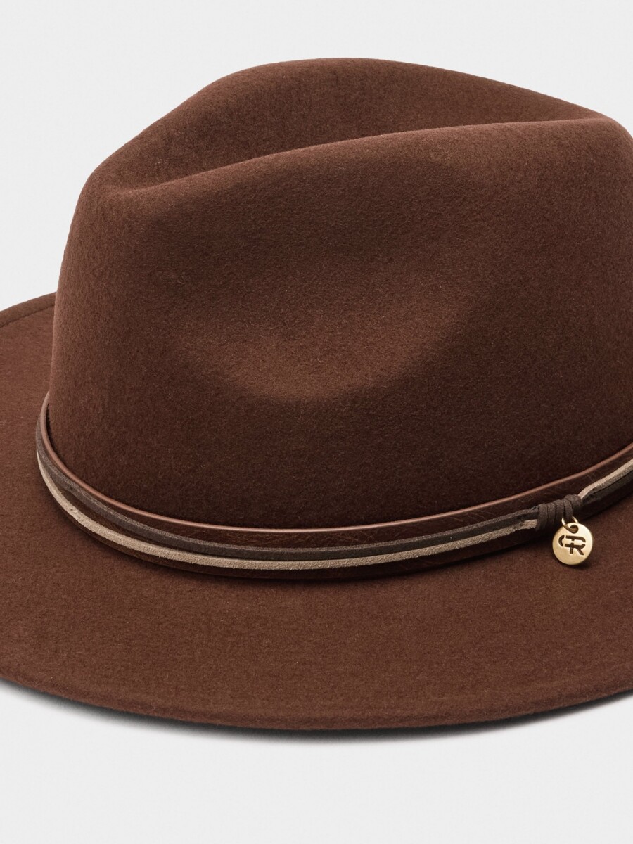 Sombrero De Lana Con Cintas canela