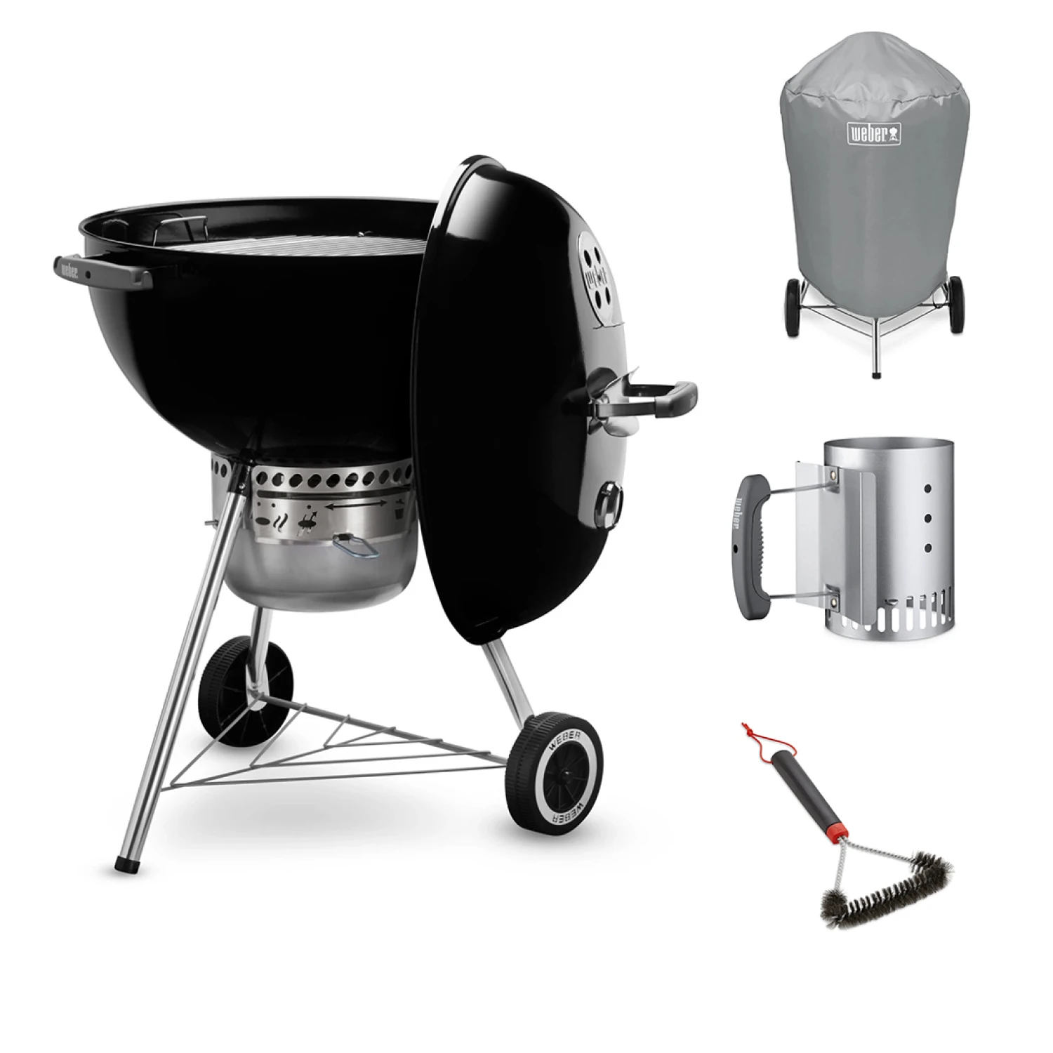 Bundle Carbón Kettle Weber Premium 22 pulgadas + Accesorios