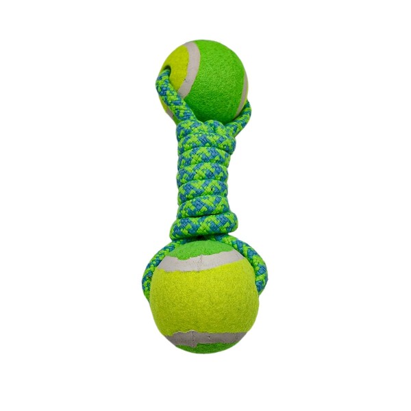 Juguete Perro Pelotas Tenis Cuerda Soga Trenzada Mascotas Variante Color Verde y Azul