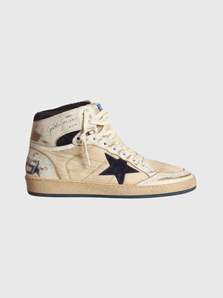 Golden Goose-Botines de cuero acordonados, Sky Star Blanco