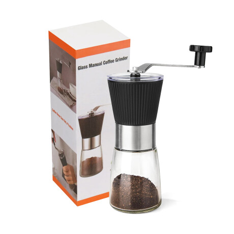 Molinillo Manual Cocina Vidrio Acero Inox Regulador Molienda Negro