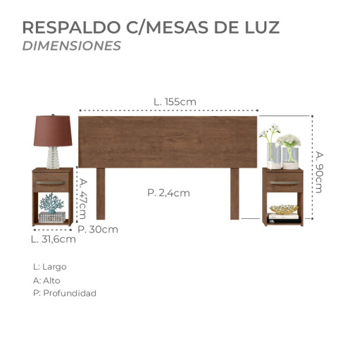Respaldo de Sommier C/ 2 Mesas de Luz - MDP - DAKAR Respaldo de Sommier C/ 2 Mesas de Luz - MDP - DAKAR