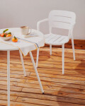 Mesa redonda de exterior Montjoi de acero con acabado blanco Ø 70 cm
