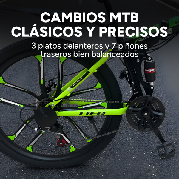 Bicicleta JJFH Rod 26 Doble Suspensión Plegable Freno Disco Color Verde