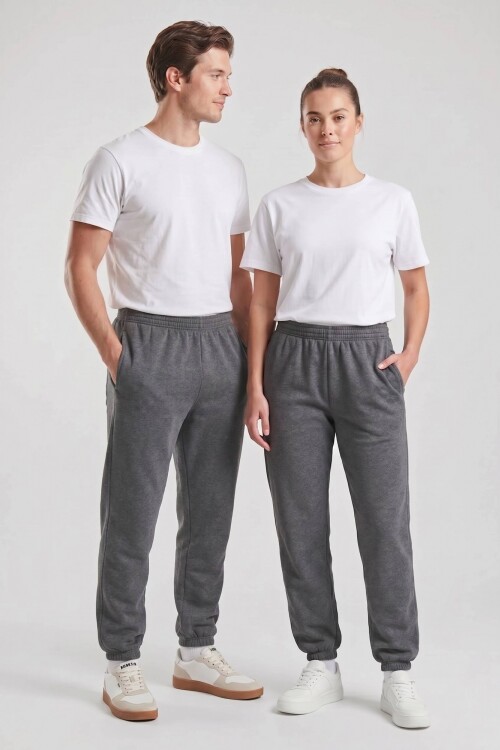 Pantalón dep clásico c/puños elásticos - UNISEX Gris melange oscuro