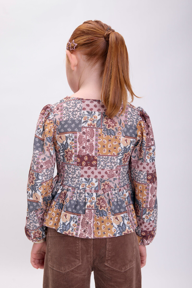 Blusa peplum estampa boho Crudo