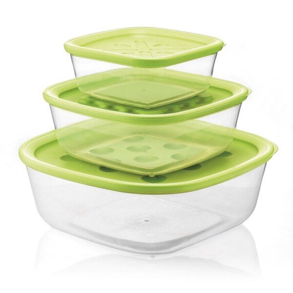 SET 3 CONTAINERS C/TAPA VERDE 570/1400/2950 CC 21885284 SET 3 CONTAINERS C/TAPA VERDE 570/1400/2950 CC 21885284