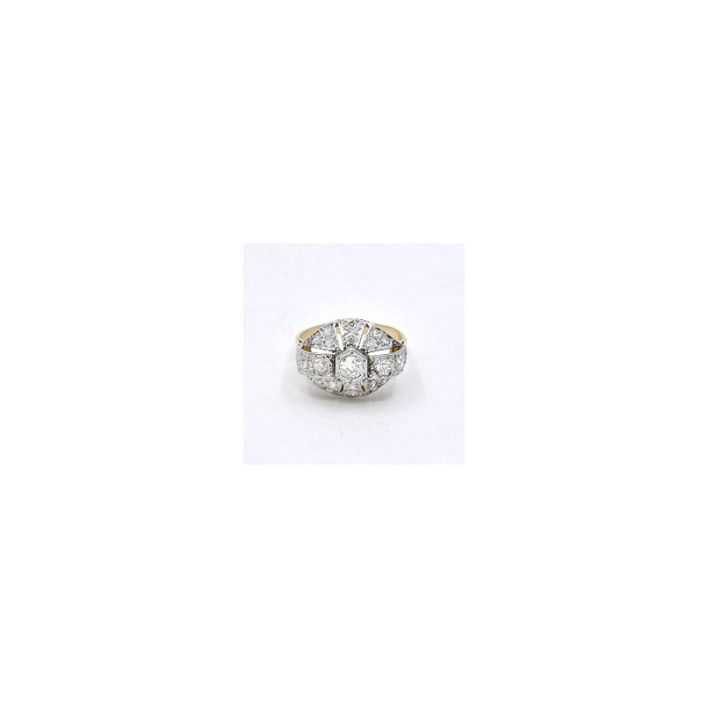 Anillo Antiguo En Oro 18K, Brillantes Y Diamantes Anillo Antiguo En Oro 18K, Brillantes Y Diamantes
