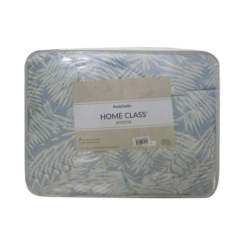 Acolchado 2 Plazas Home Class 100% Microfibra 1103 HOJAS CELESTE