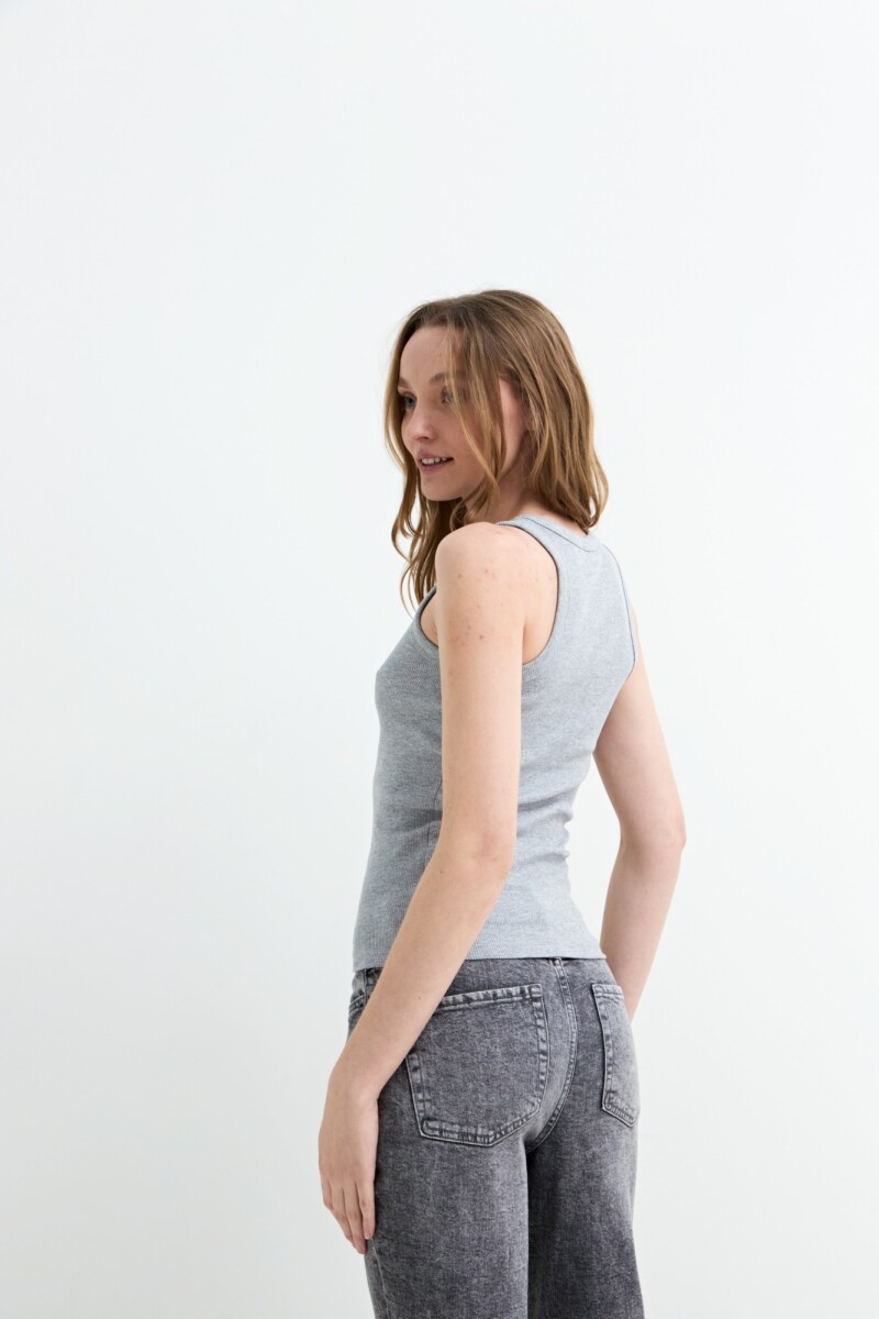Musculosa en rib basica GRIS MELANGE