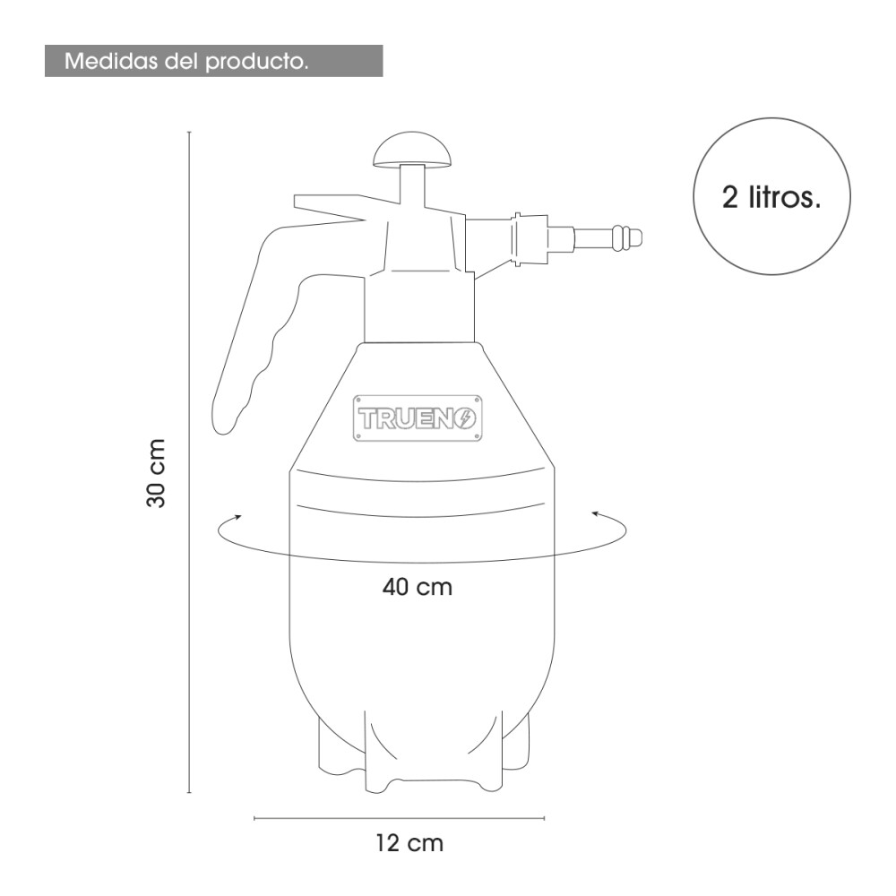 Pulverizador Fumigador Manual Presion 2 Lts Pico De Bronce Color naranja