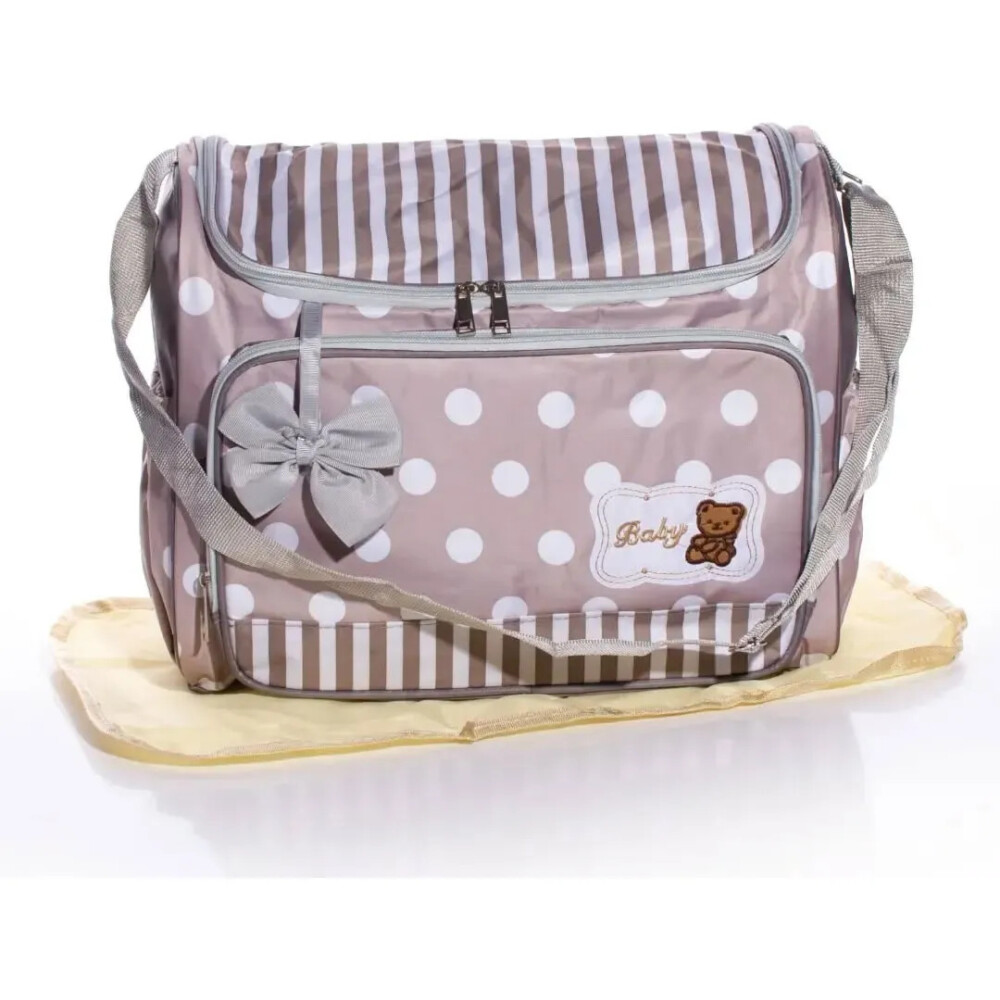 Bolso maternal, pañalero con cambiador rayas - lunares Gris