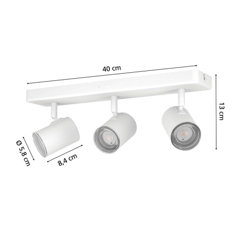 Aplique de pared acero blanco 3xGU10 EG6406